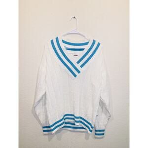 Head White and Blue Crewneck Sweater